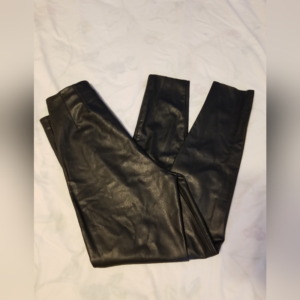 NWT Zara Faux Leather Black Pants Women's Size M